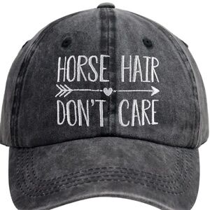 New Horse Hair Don't Care Hat Black Baseball Cap Ponytail Barn